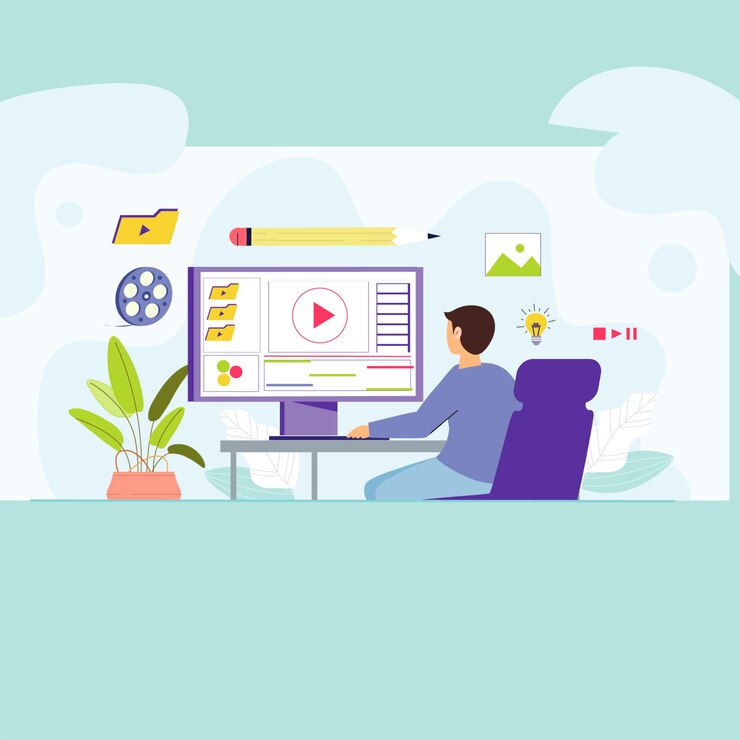 Vector dynamic motion graphics and video editing illustration