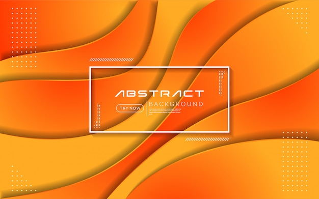 Dynamic orange color background with abstract fluid textured decoration design.