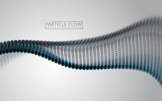 Вектор Звуковая волна динамических частиц течет по серому цвету. размытые точки вектор абстрактный фон. красивый волнообразный массив размытых кругов.