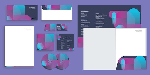 dynamic psychedelic gradient color blended corporate business identity stationery
