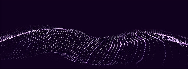 Onda di particelle viola dinamica punto futuristico onda incandescente struttura digitale del flusso sfondo della tecnologia dei dati illustrazione vettoriale