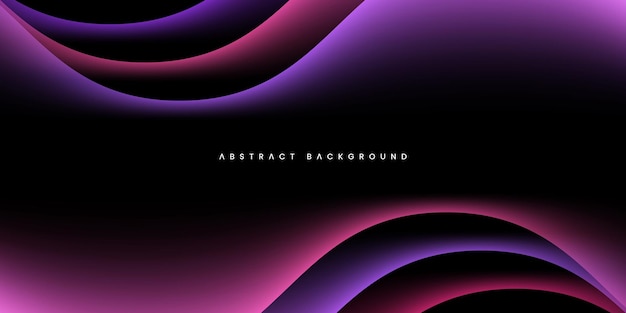 Vector dynamic purple and pink waves on black background