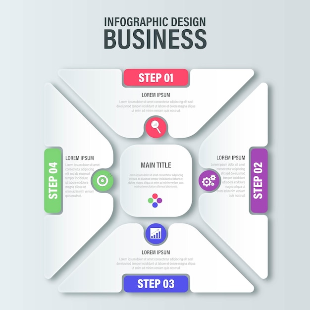 Dynamic Set of Horizontal Infographic Step Elements