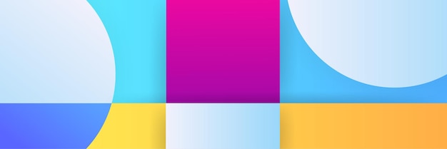 Dynamic shape gradient blue yellow purple colorful Abstract design banner