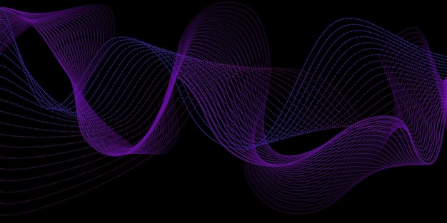 Dynamic sound blue waves on a black background Abstract wave vector background