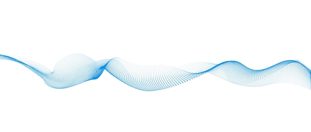 Динамическая звуковая волна на белом фоне пульсирующая музыкальная частица концепция потока синей энергии векторная иллюстрация