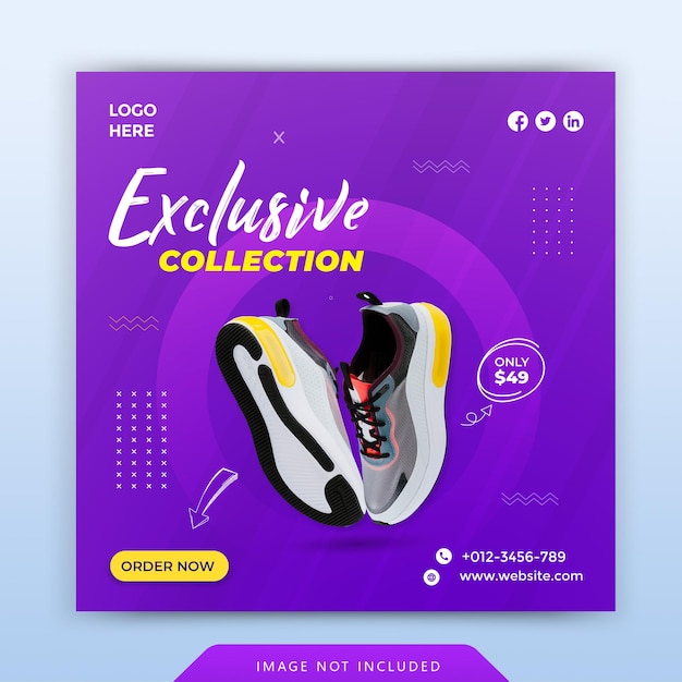 dynamic sports shoes social media banner and instagram post template design premium vector