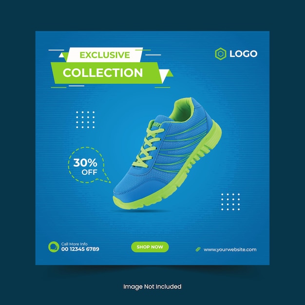 Banner di social media di scarpe sportive dinamiche e design del modello di post di instagram