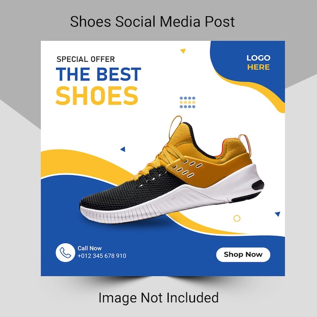 Dynamic sports shoes social media banner and Instagram post template design.