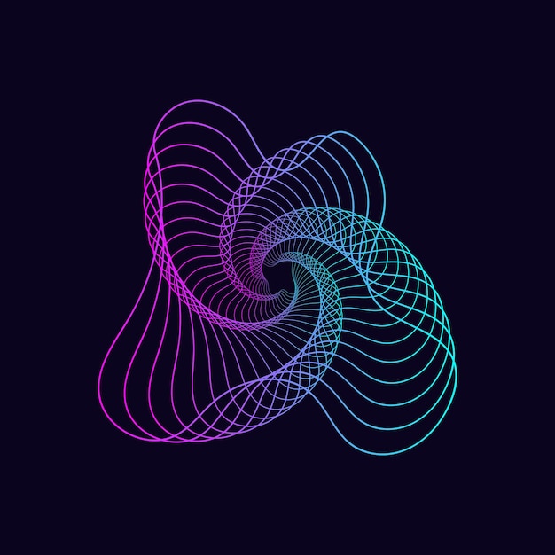 Vector dynamic strange line gradient shape. futuristic waporwave abstract geometry shape for posters