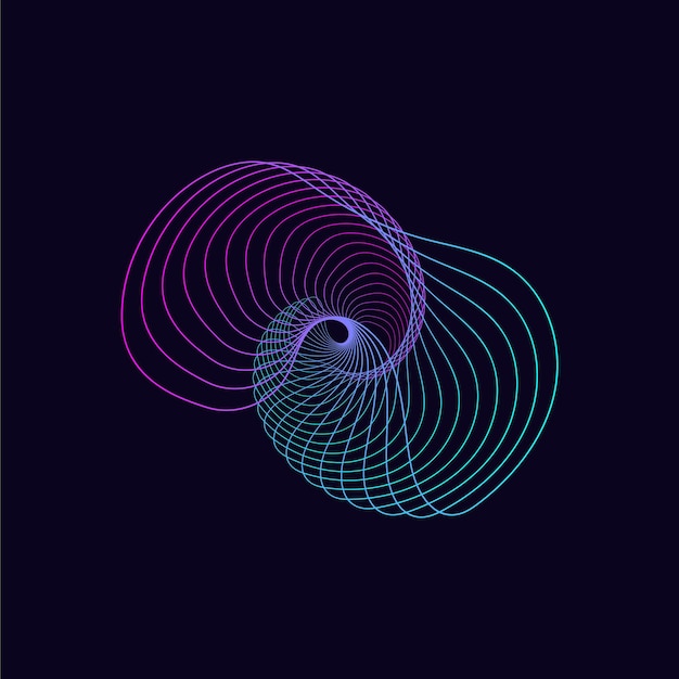 Dynamic strange line gradient shape. Futuristic waporwave abstract geometry shape for posters