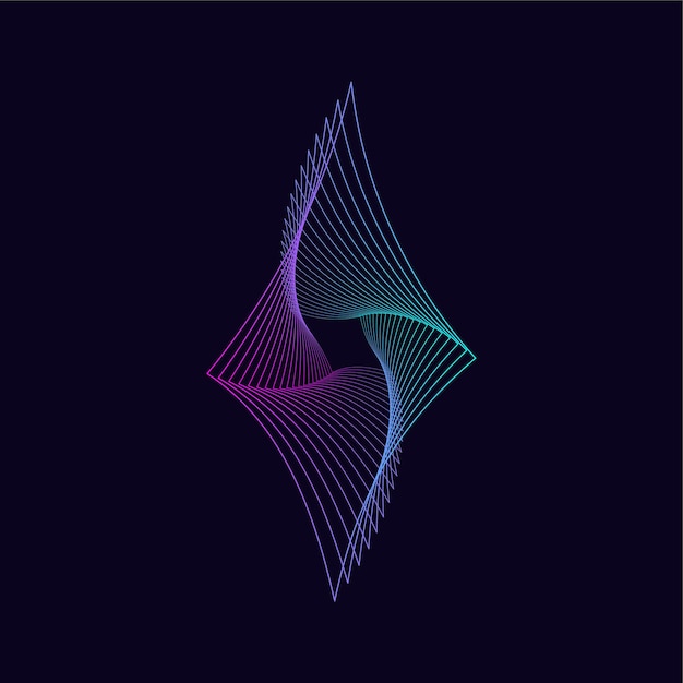 Dynamic strange line gradient shape. Futuristic waporwave abstract geometry shape for posters