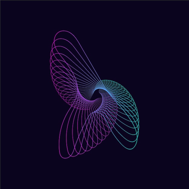 Dynamic strange line gradient shape. Futuristic waporwave abstract geometry shape for posters