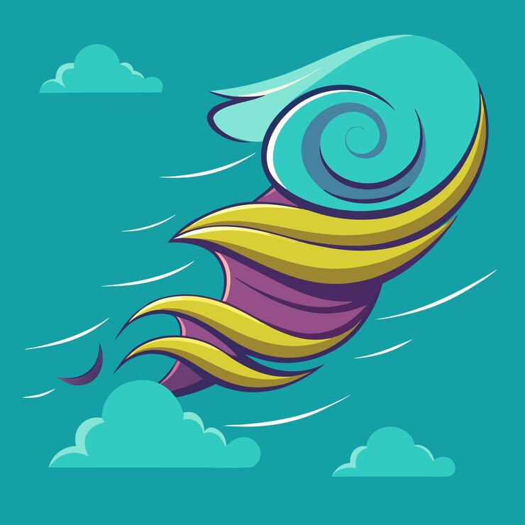Vector dynamic vector illustration of a gust of wind with flowing lines swirls and motion effects