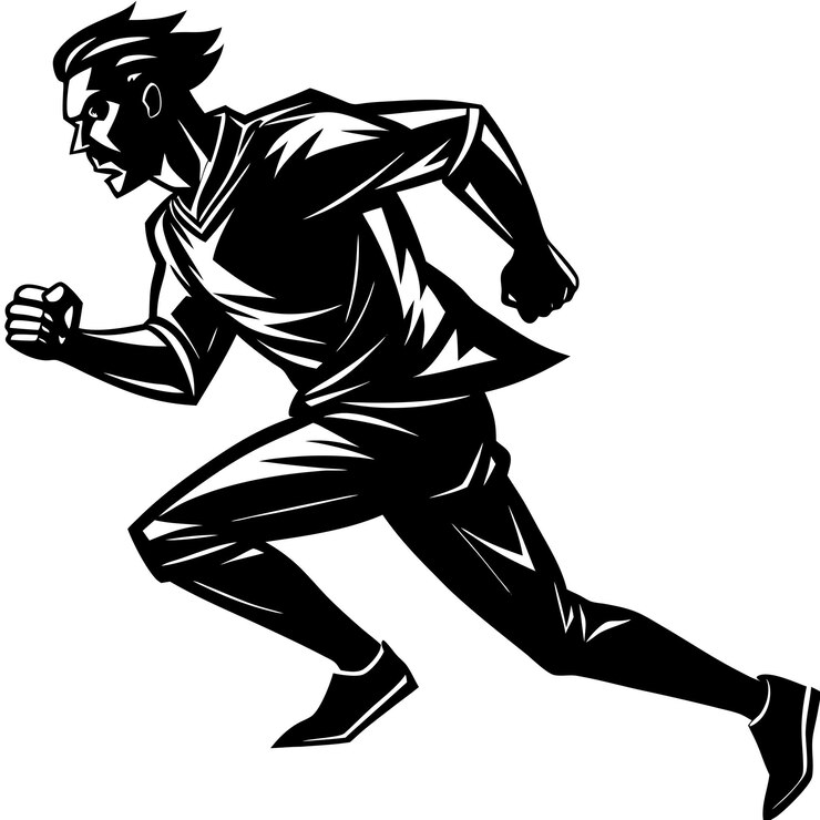 Vector dynamic vector silhouette of a running man facing right