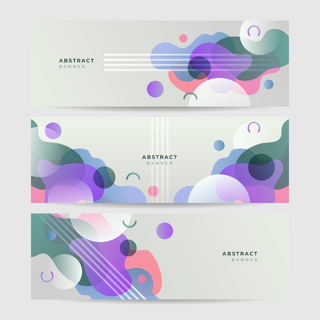 Dynamic wave gradient purple green colorful abstract design banner