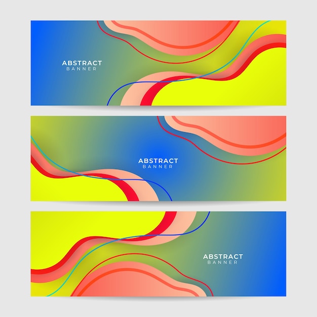Dynamic wave gradient yellow blue colorful Abstract design banner