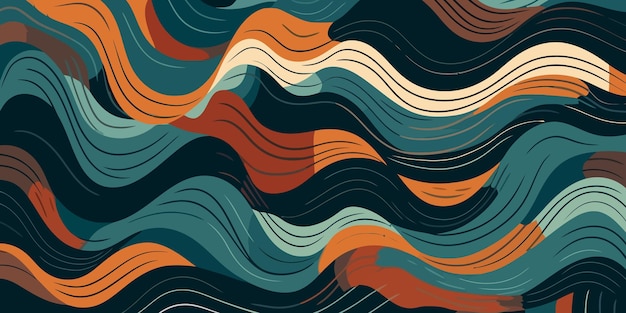 Dynamic wavy background Elegant colorful trendy background Vintage retro groovy background Vector illustration