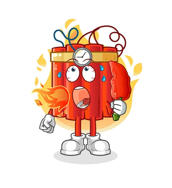 Dynamiet eet hot chili mascotte. cartoon vector