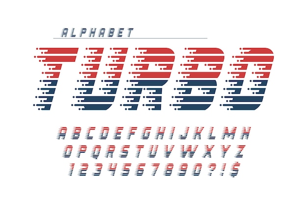 Vector dynamisch alfabetontwerp, letters en cijfers.