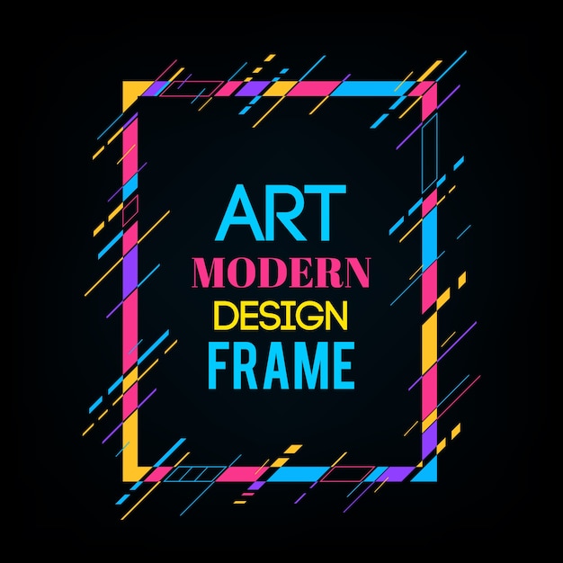 Dynamisch frame met stijlvolle kleurrijke abstracte geometrische vormen eromheen