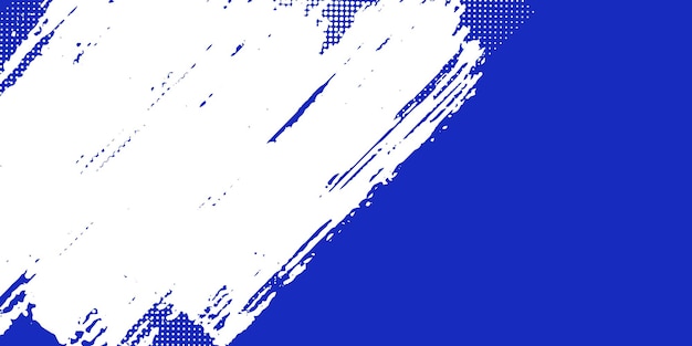 Dynamische abstracte textuur in blauw en wit met grunge look halftone overlay en penseelstreken