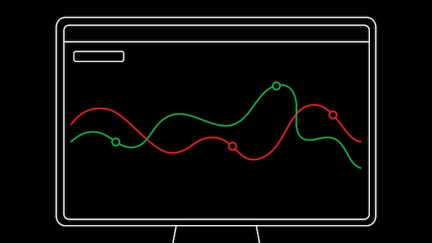 Dynamische lijngrafiek op een monitor die gegevenstrends weergeeft