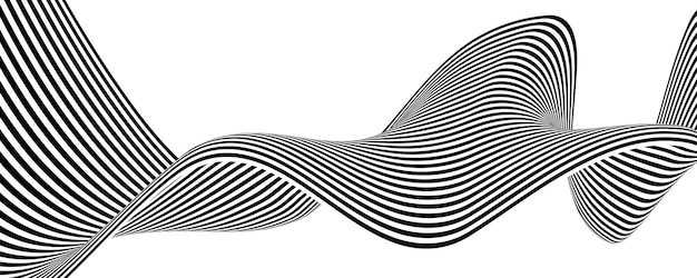 Dynamische zwart-witte golvende lijnen creëren een abstract visueel patroon