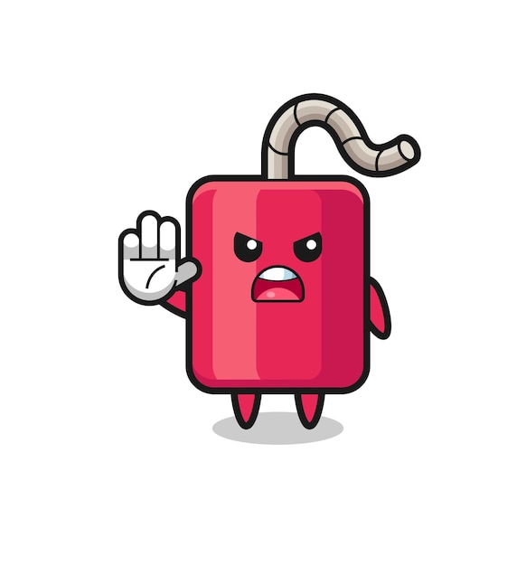 Dynamite character doing stop gesture cute design