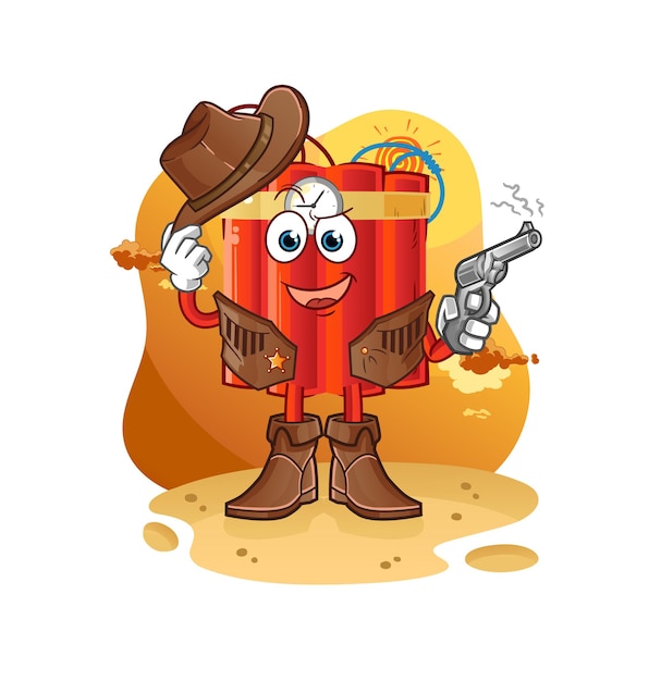 Dynamite cowboy with gun character vector