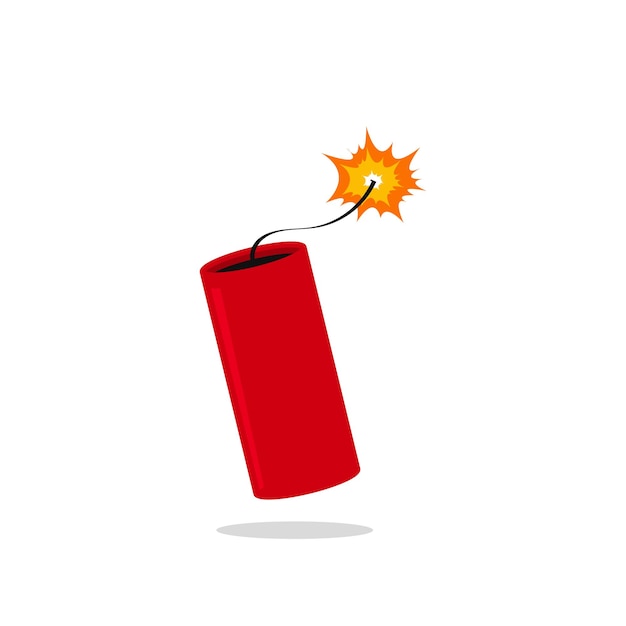 Vector dynamite firecracker on white background in flat