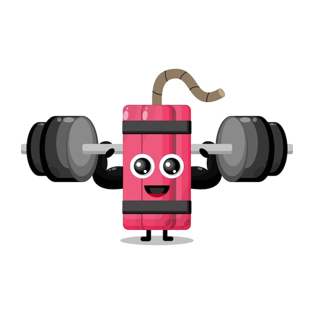 Vector dynamite fitness barbell cute character mascot