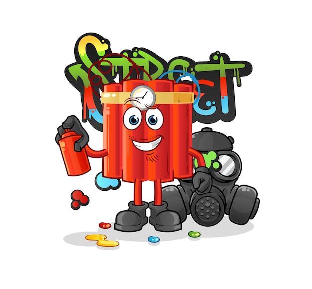 Dynamite graffiti artist vector cartoon character