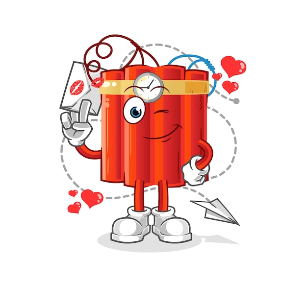 dynamite hold love letter illustration. character vector