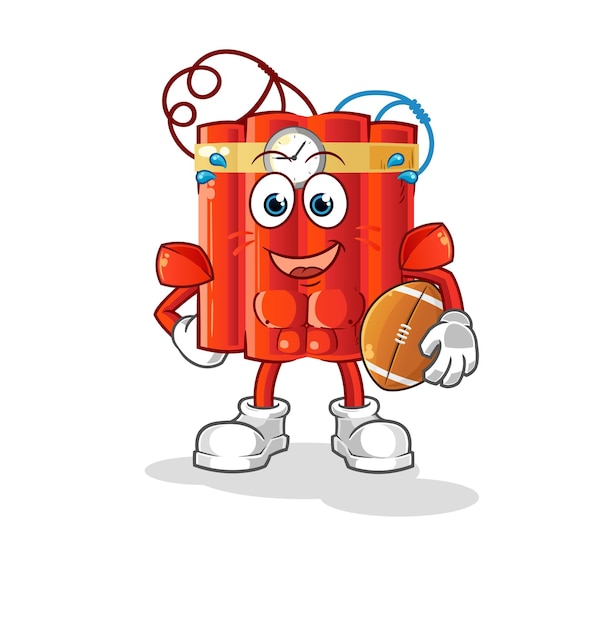 Dynamite playing rugby character cartoon mascot vector