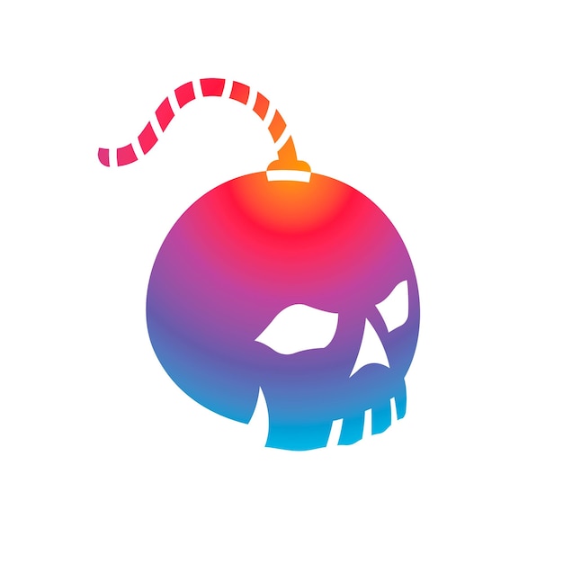 Dynamite skull vector design with modern gradient skeleton vector can be use for logo icon or apparel