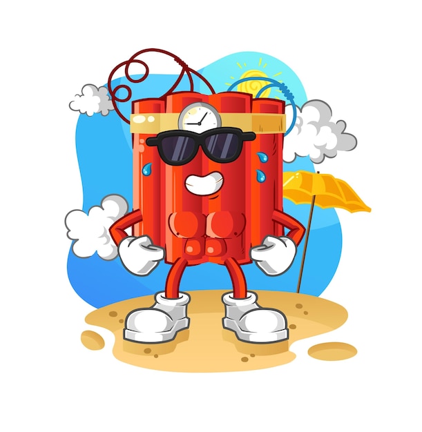 Dynamite sunbathing in summer character vector