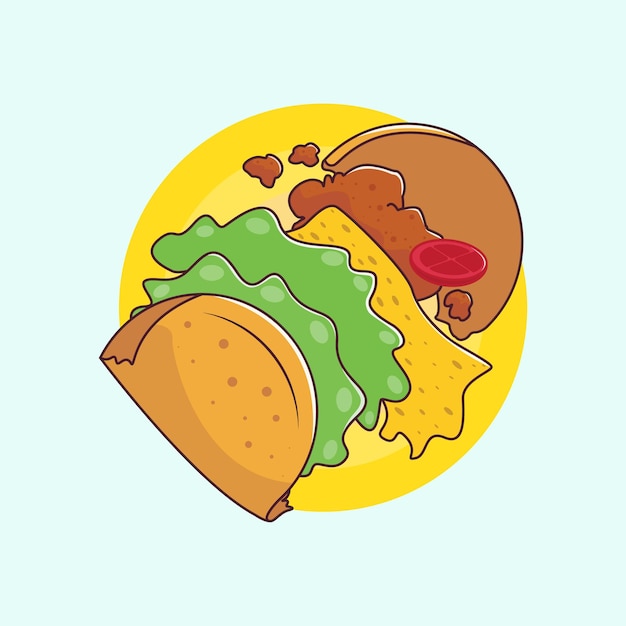 Illustrazione dell'alimento di vettore dei tacos della dinamite