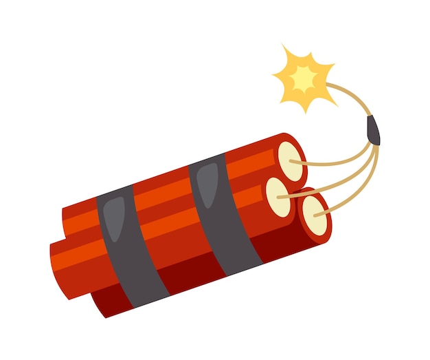 Vector dynamite with burning wick vector illustration