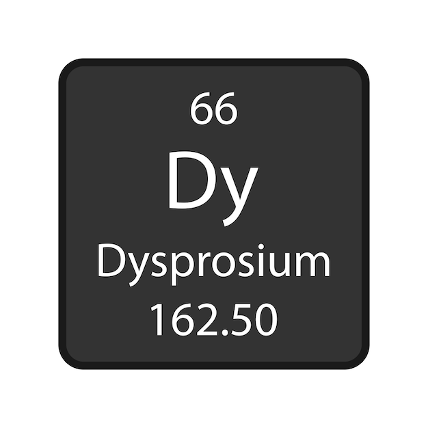 Dysprosium symbol Chemical element of the periodic table Vector illustration