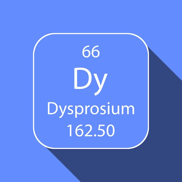 Dysprosium symbol with long shadow design Chemical element of the periodic table Vector illustration