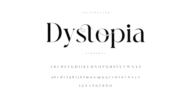Dystopia Text Font Vector Alfabet