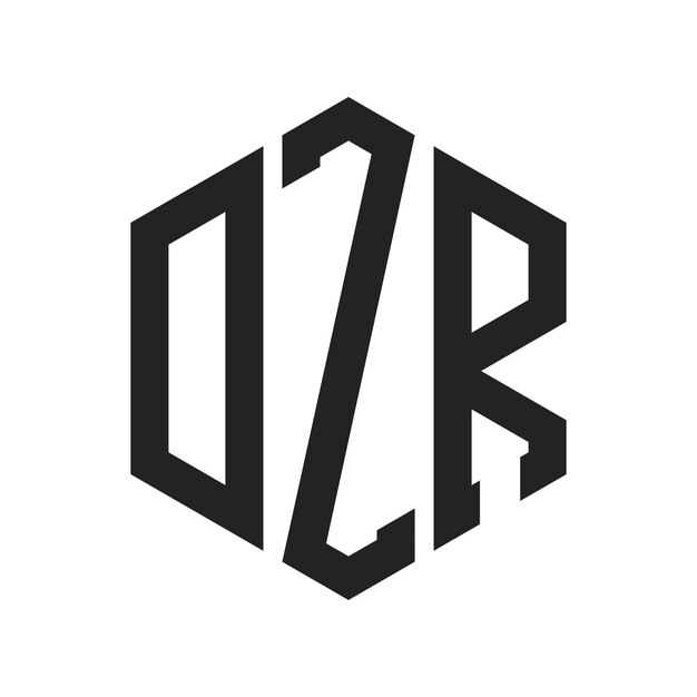 DZR 로고 디자인 초기 글자 DZR 모노그램 로고는 육각형 모양을 사용합니다.