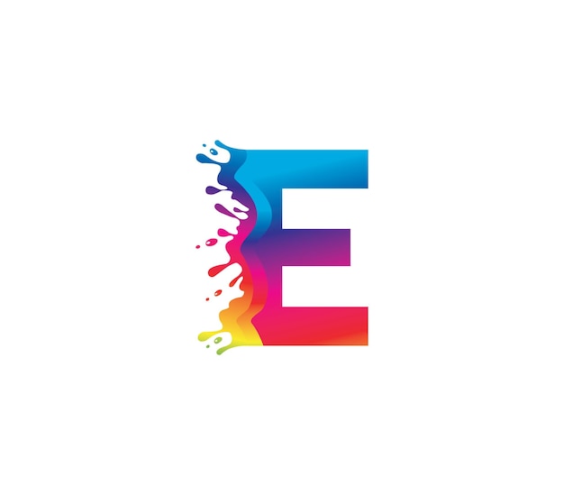E alphabet painting logo design concept