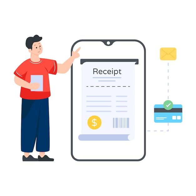 E banking concept, flat illustration of online receipt vector design