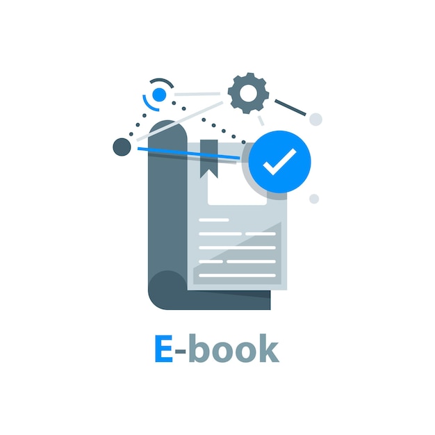 E-boek Elektronische bibliotheek iconMedia boekbibliotheek conceptflat ontwerp pictogram vectorillustratie