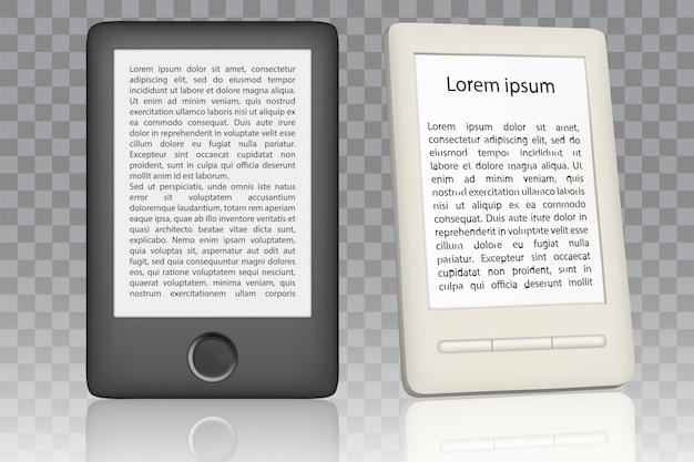 Vector e-book reader realistic set