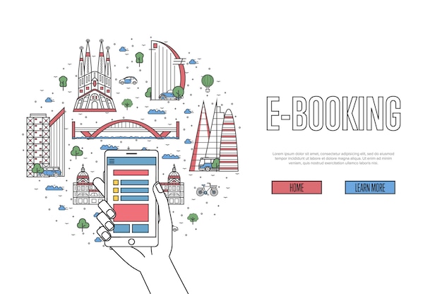 E-booking template in linear style