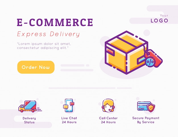 E-commerce and delivery service graphic template