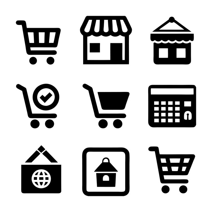 Vector e-commerce en shopping icon set collection vector voor ui-documenten, websites en mobiele toepassingen